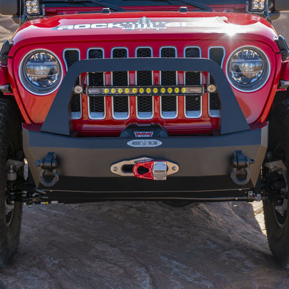 Jeep JL Shorty Front Bumper For 18-Pres Wrangler JL Complete With Winch Plate Rigid Series Rock Slide Engineering-7