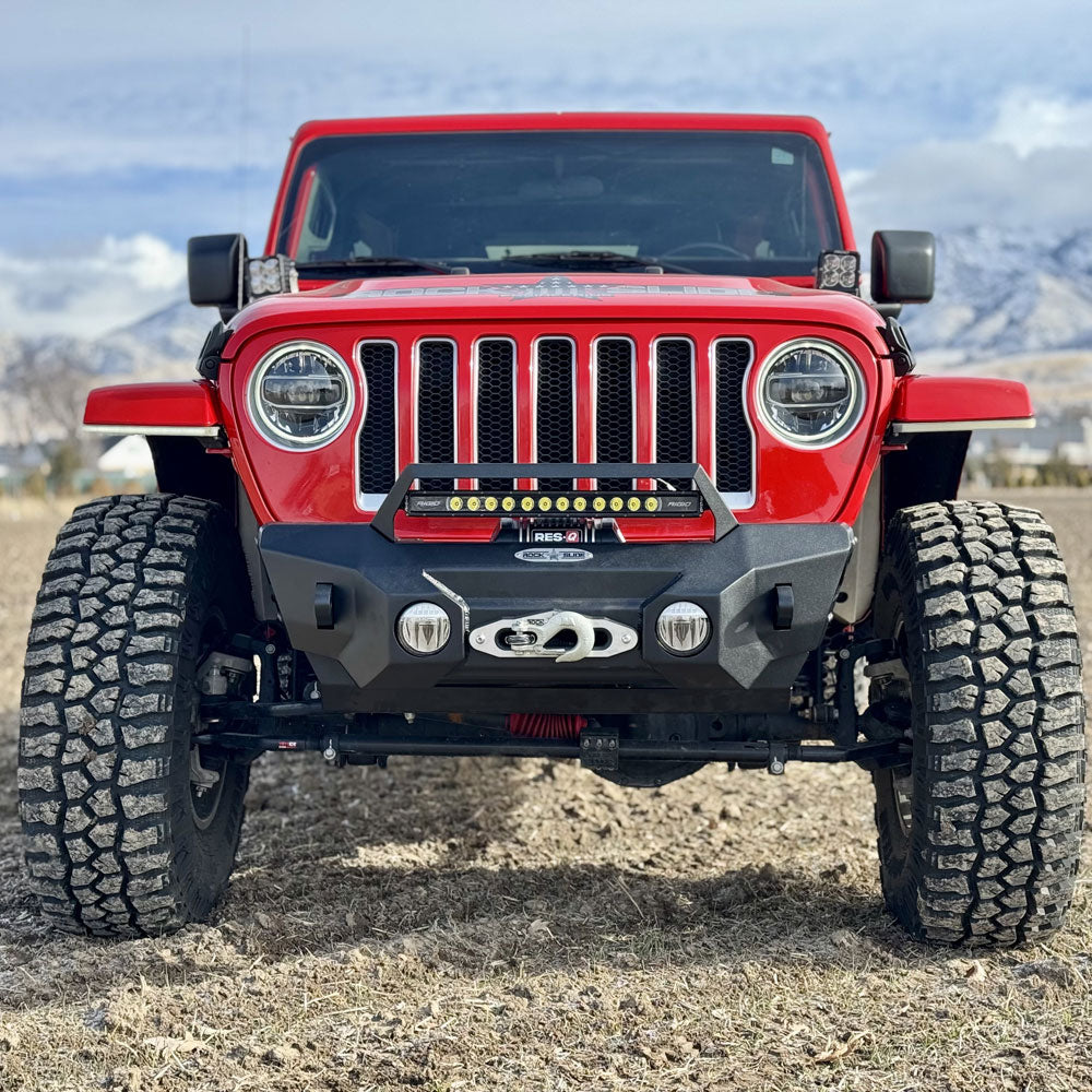 Rock Slide Engineering Shorty Front Bumper With Winch Plate For 18-25 Jeep Wrangler JL 2-4 Door 20-25 Gladiator Rock Slide Engineering