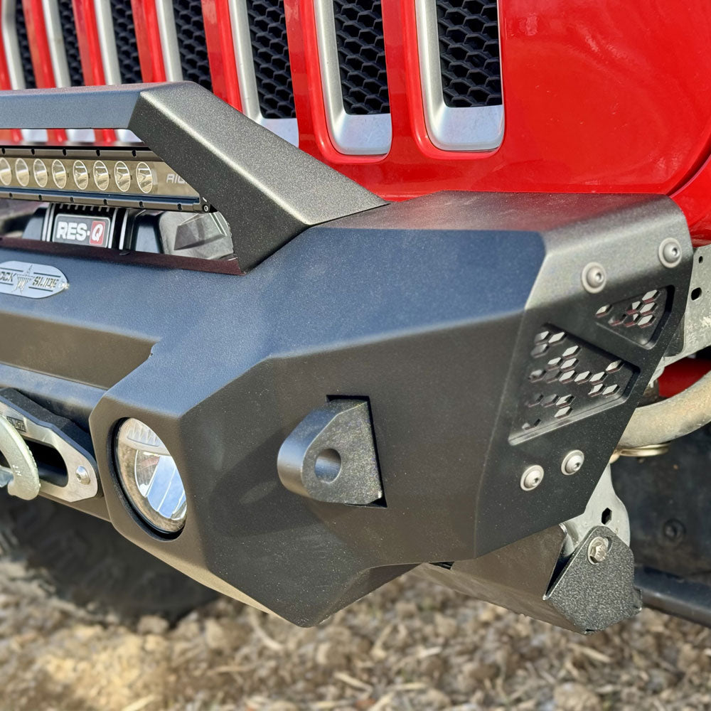 Rock Slide Engineering Shorty Front Bumper With Winch Plate For 18-25 Jeep Wrangler JL 2-4 Door 20-25 Gladiator Rock Slide Engineering