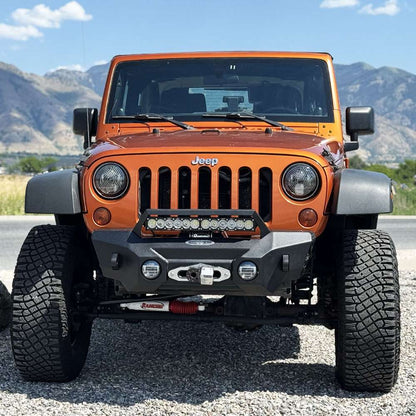 Appalachian Steel Stubby Front Bumper With Winch Plate Wrangler JK Rock Slide Engineering-2