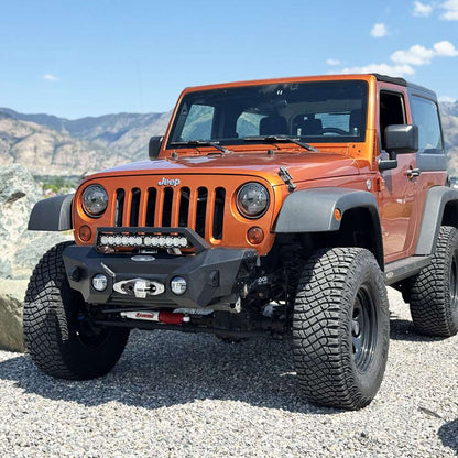 Appalachian Steel Stubby Front Bumper With Winch Plate Wrangler JK Rock Slide Engineering-3
