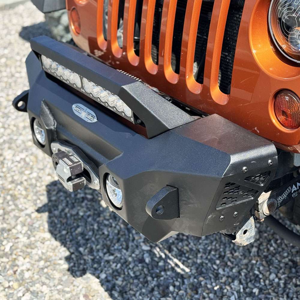 Appalachian Steel Stubby Front Bumper With Winch Plate Wrangler JK Rock Slide Engineering-7