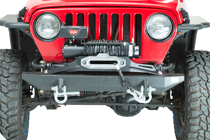 Fishbone Offroad Jeep TJ Winch Plate Steel 97-06 Wrangler TJ Black Textured Powdercoat Piranha Series Fishbone Offroad