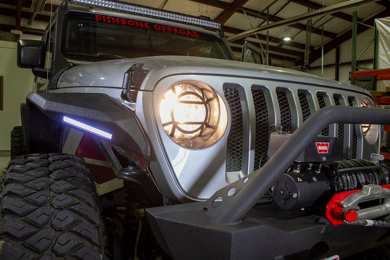 Jeep JL Headlight Guards For 18-Pres Wrangler JL Aluminum Fishbone Offroad-9