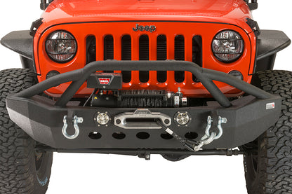Jeep JK Front Winch Bumper W/LEDs Full Width 07-18 Wranger JK Black Texured Powercoated Fishbone Offroad-2