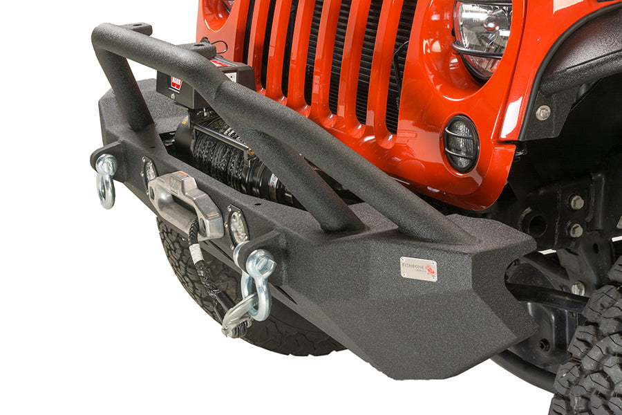 Jeep JK Front Winch Bumper W/LEDs Full Width 07-18 Wranger JK Black Texured Powercoated Fishbone Offroad-3