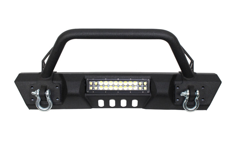 Jeep JK Front Stubby Winch Bumper W/Tube Guard 07-18 Wranger JK Black Texured Powercoated Fishbone Offroad-4