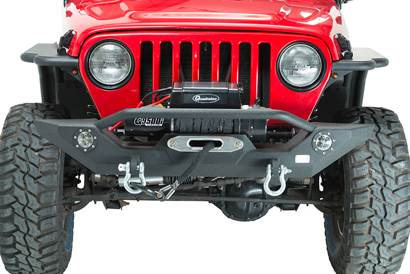 Jeep TJ/YJ Front Bumper W/LED's 87-06 Wrangler TJ/YJ Steel Black Textured Powercoat Fishbone Offroad