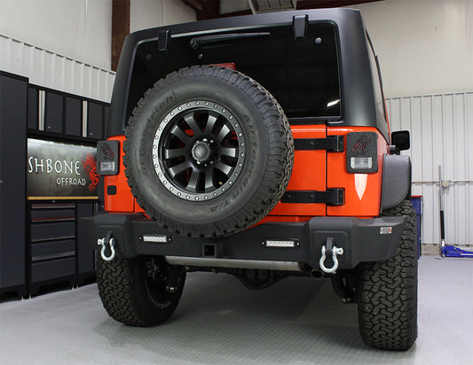 Fishbone Offroad Jeep JK Rear Bumper W/LED's 07-18 Wrangler JK Rubicon and Unlimited Steel Black Textured Powdercoat Fishbone Offroad