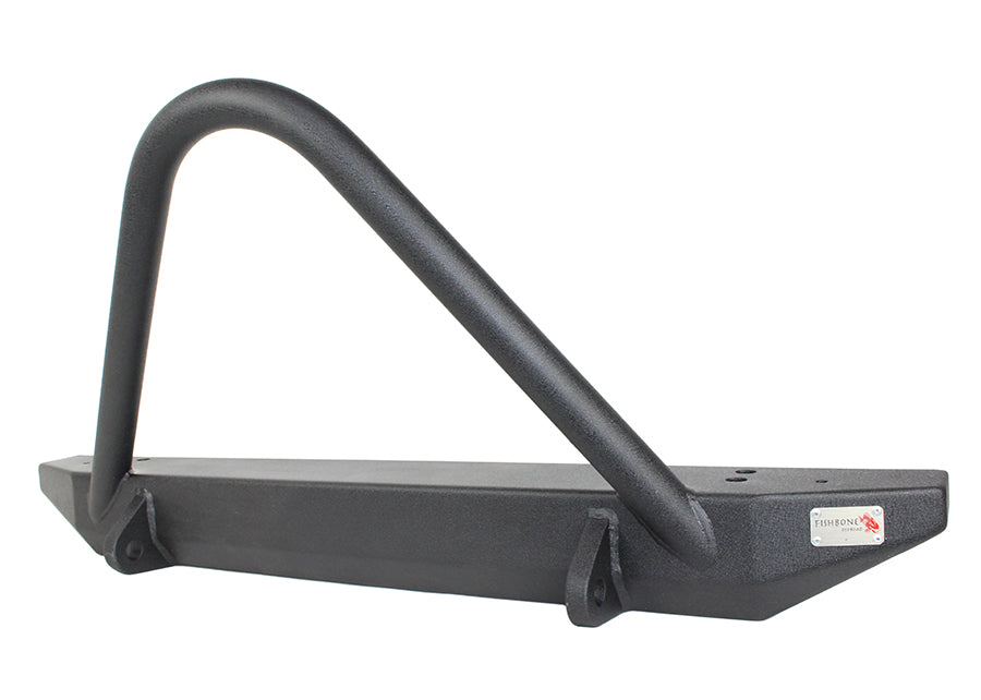 Jeep TJ Front Bumper W/Stinger 97-06 Wrangler TJ Rubicon and Unlimited Steel Black Textured Powdercoat Piranha Series Fishbone Offroad-4