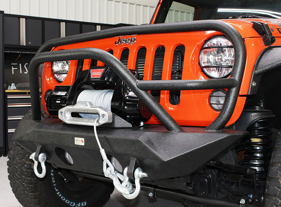 Jeep JK Front Winch Bumper W/Grille Guard 07-18 Wrangler JK Manowar Series Fishbone Offroad-3