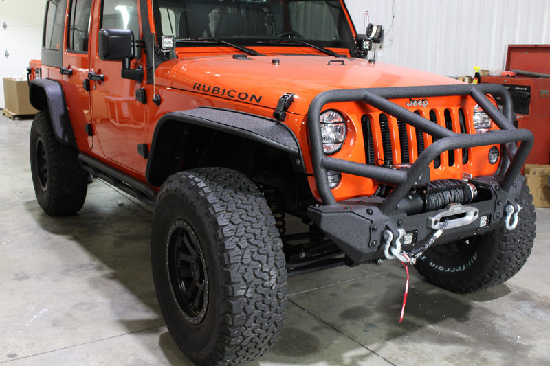 Jeep JK Tube Fenders 07-18 Wrangler JK Front/Rear Set Of 4 Steel Black Textured Powdercoat Fishbone Offroad-3