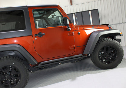 Jeep JK Rock Slider 07-18 Wrangler JK 2 Door Rubicon Steel Black Textured Powdercoat Fishbone Offroad-2