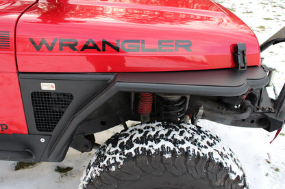 Jeep TJ Tube Fenders Front 3 Inch Flare 97-06 Wrangler TJ Steel Black Textured Powdercoat Fishbone Offroad
