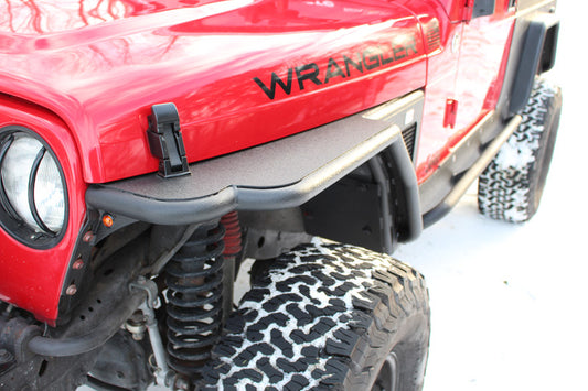 Jeep TJ Tube Fenders Front 3 Inch Flare 97-06 Wrangler TJ Steel Black Textured Powdercoat Fishbone Offroad-1
