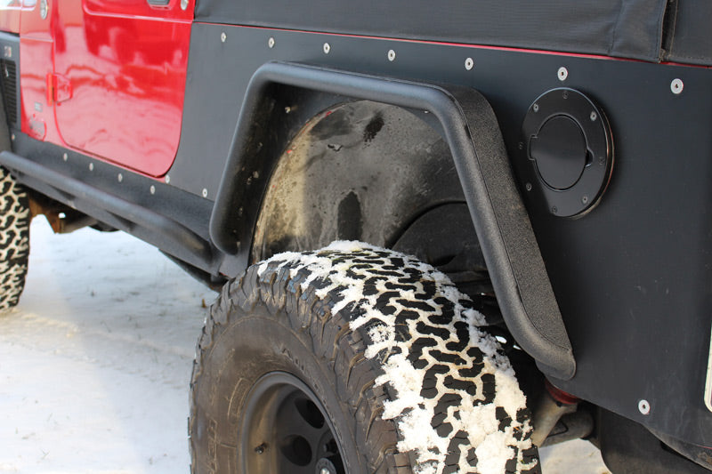 Jeep TJ Tube Fender Set Of 4 Front and Rear 97-06 Wrangler TJ Steel Black Textured Powdercoat Fishbone Offroad-3
