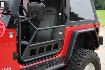Jeep TJ Front Tube Doors 97-06 Wrangler TJ Black Textured Powdercoat Steel Fishbone Offroad-4