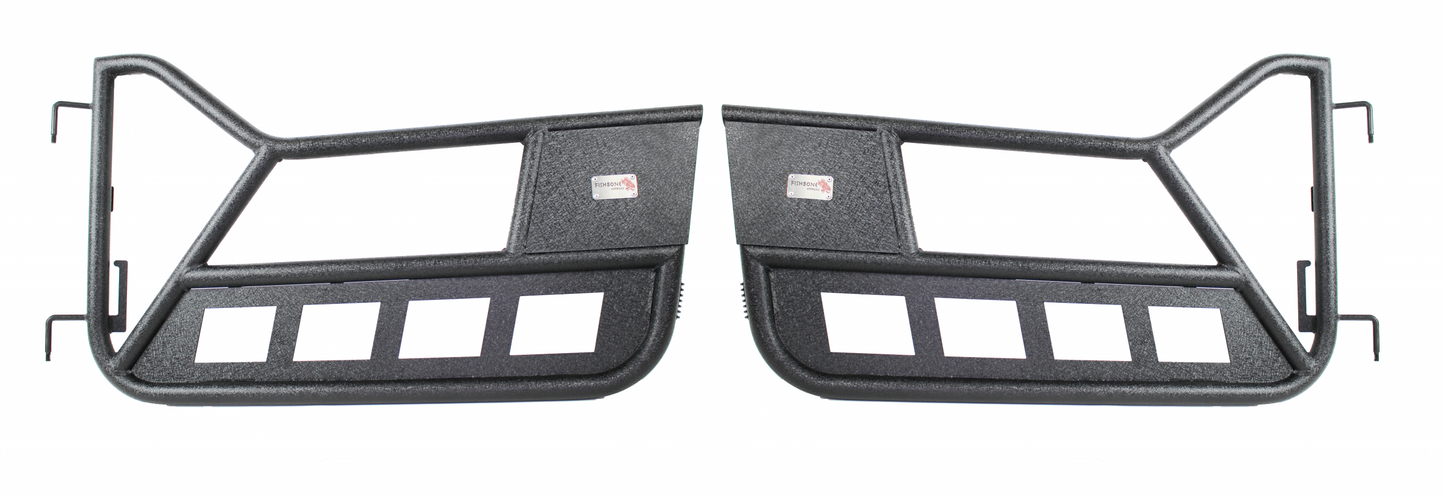 Jeep TJ Front Tube Doors 97-06 Wrangler TJ Black Textured Powdercoat Steel Fishbone Offroad