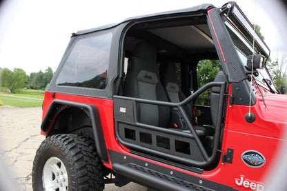 Jeep TJ Front Tube Doors 97-06 Wrangler TJ Black Textured Powdercoat Steel Fishbone Offroad-5