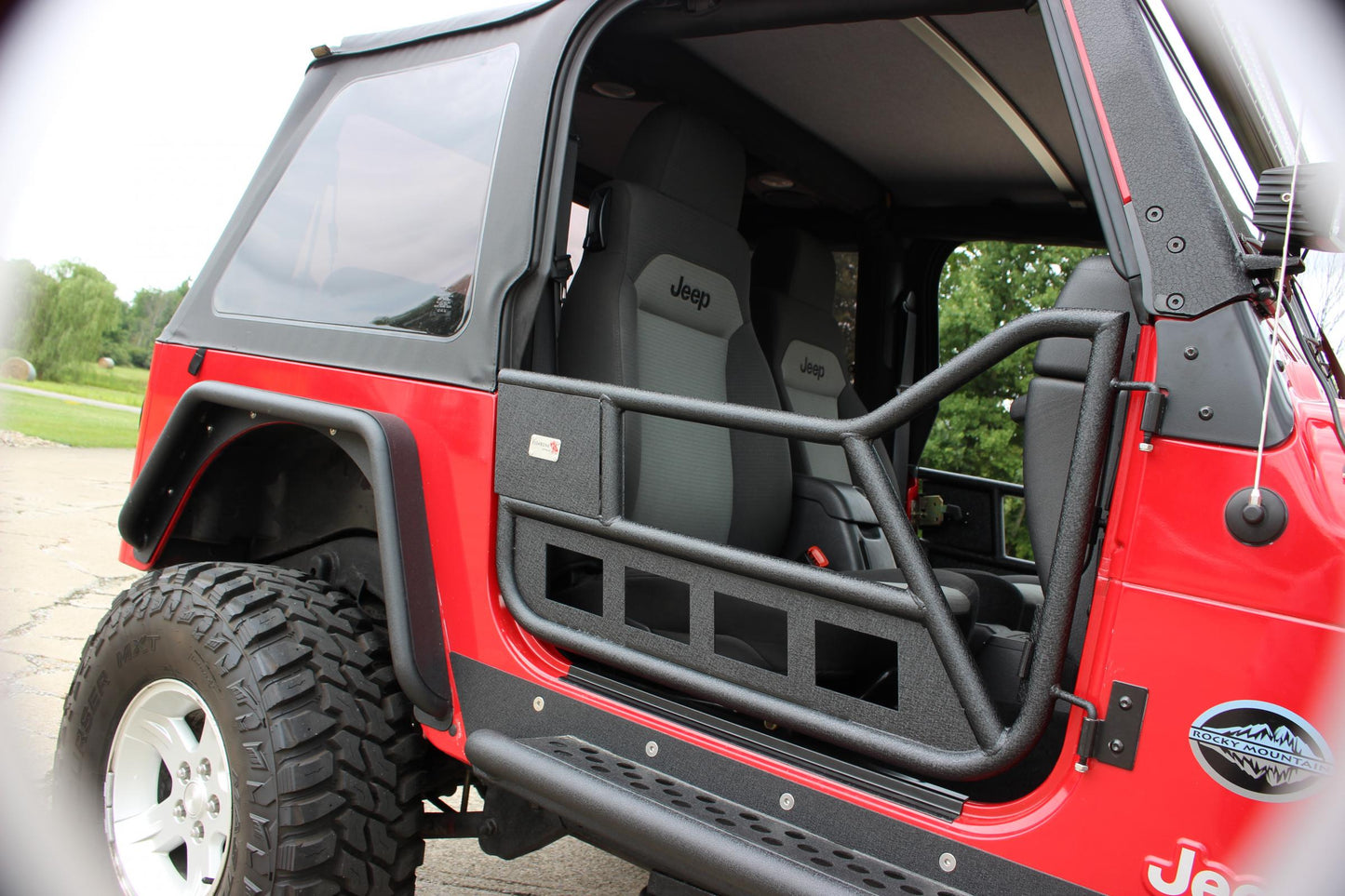 Jeep TJ Front Tube Doors 97-06 Wrangler TJ Black Textured Powdercoat Steel Fishbone Offroad-7