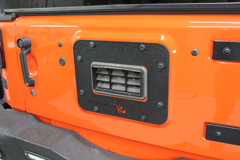 Fishbone Offroad Jeep JK Tailgate Plate 07-18 Wrangler JK Aluminum Black Textured Powercoat Fishbone Offroad