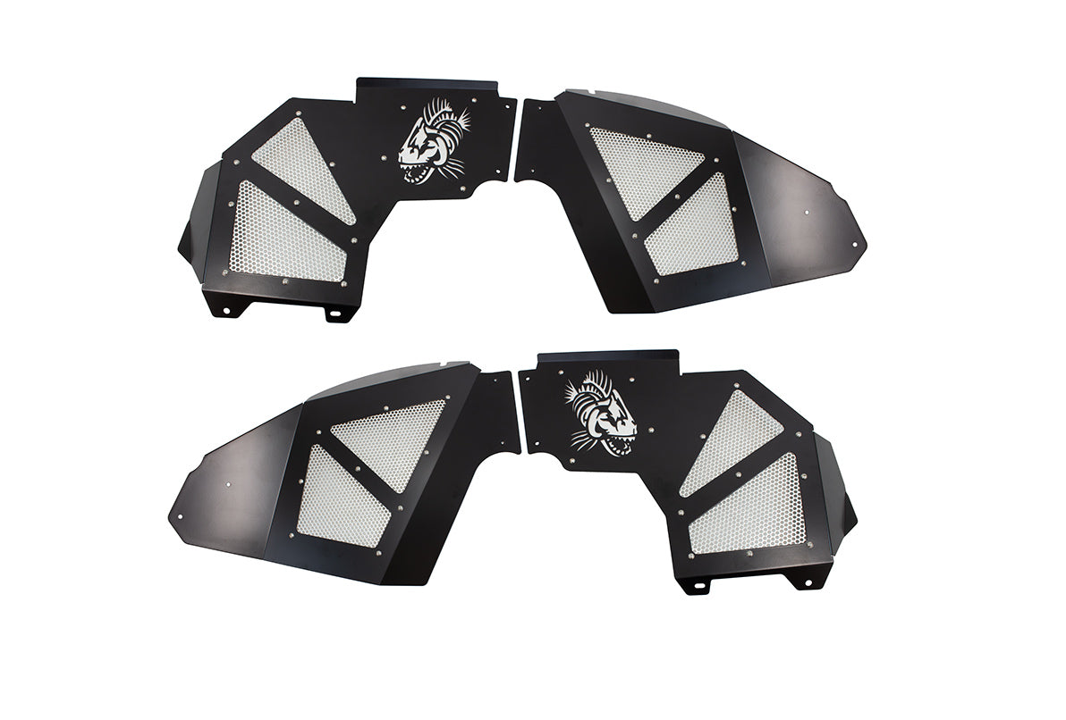 Jeep JL Inner Fenders For 18-Current Wrangler JL, 2020-Current JT Gladiator Front Pair Aluminum Black Powdercoat Fishbone Offroad
