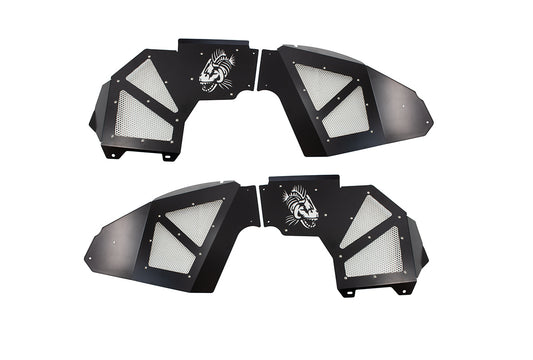 Jeep JL Inner Fenders For 18-Current Wrangler JL, 2020-Current JT Gladiator Front Pair Aluminum Black Powdercoat Fishbone Offroad