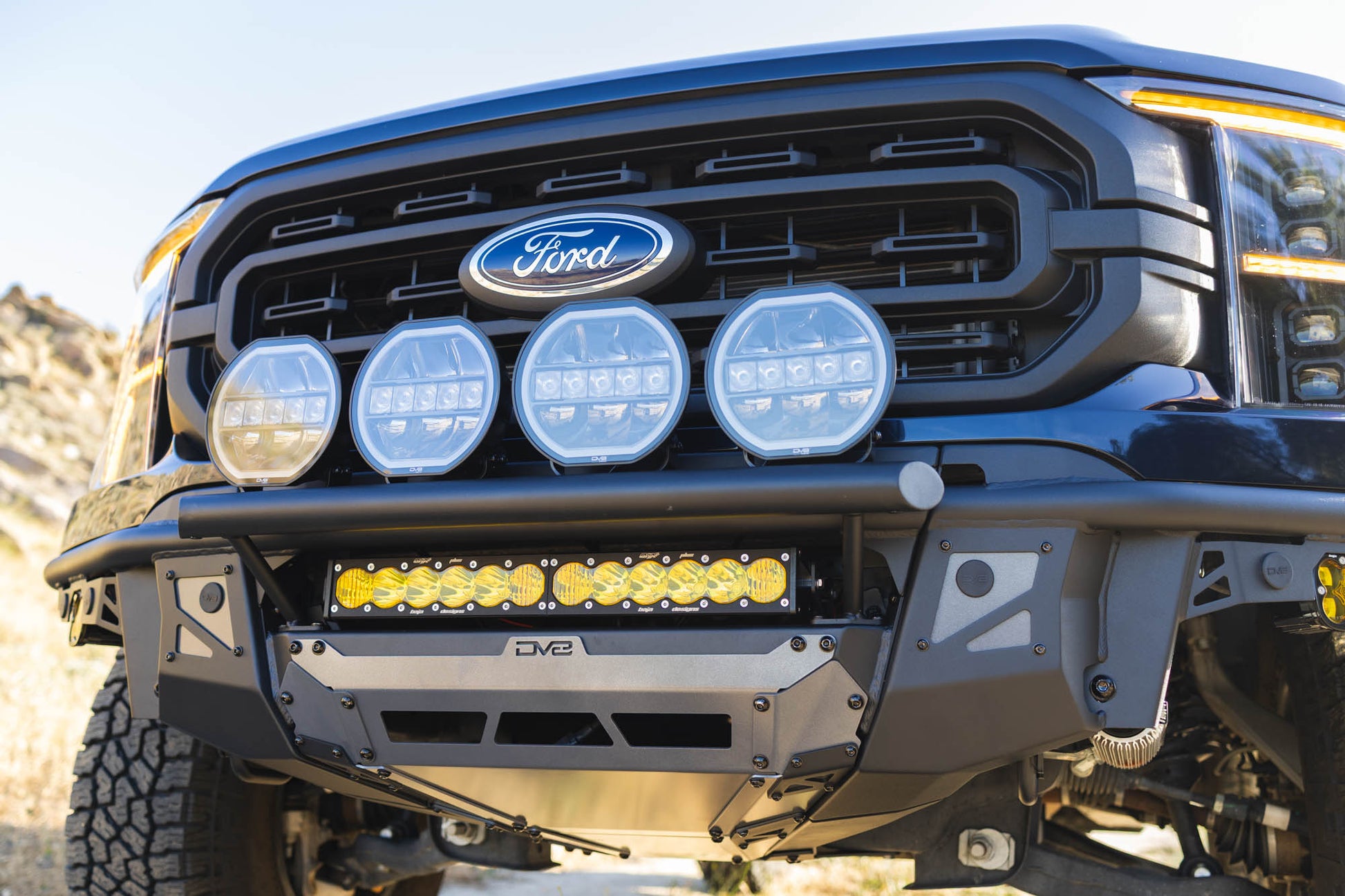 2021 2023 Ford F 150 Tube Front Bumper DV8 Offroad-11