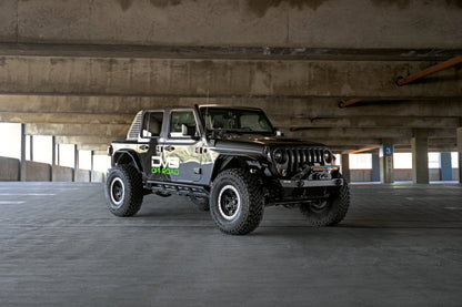 2007 2025 Jeep GladiatorJT Wrangler JK JKU JL JLU Stubby Front Bumper With Plated Bull Bar DV8 Offroad-2