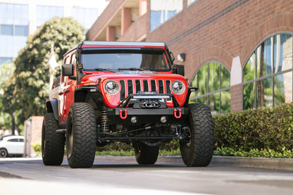 2007 2025 Jeep GladiatorJT Wrangler JK JKU JL JLU Stubby Front Bumper With Plated Bull Bar DV8 Offroad-16