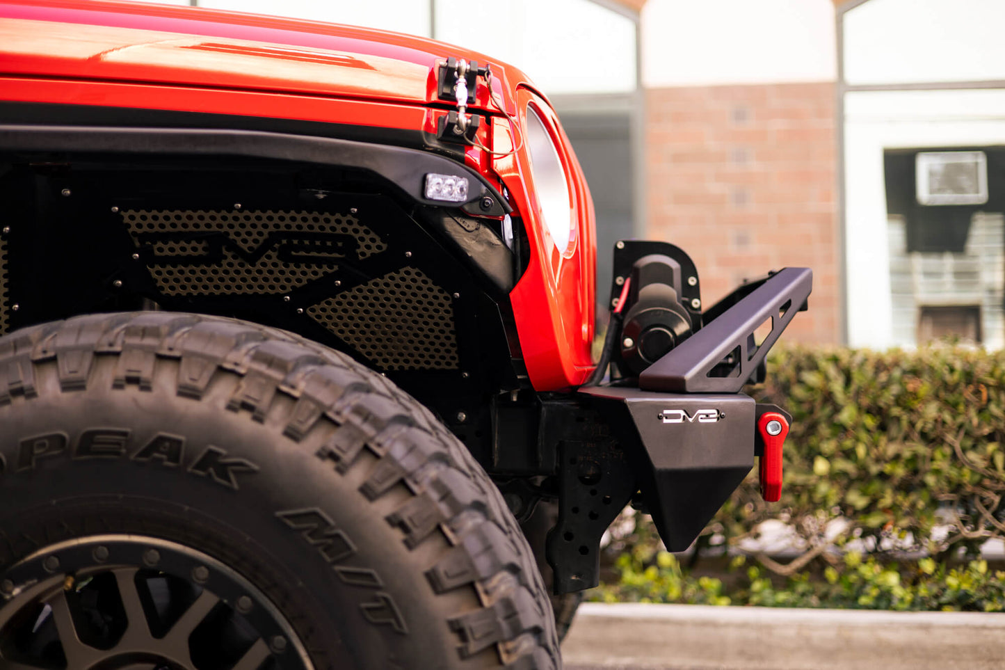 2007 2025 Jeep GladiatorJT Wrangler JK JKU JL JLU Stubby Front Bumper With Plated Bull Bar DV8 Offroad-17