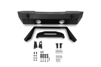 2007 2025 Jeep GladiatorJT Wrangler JK JKU JL JLU Stubby Front Bumper With Plated Bull Bar DV8 Offroad-4