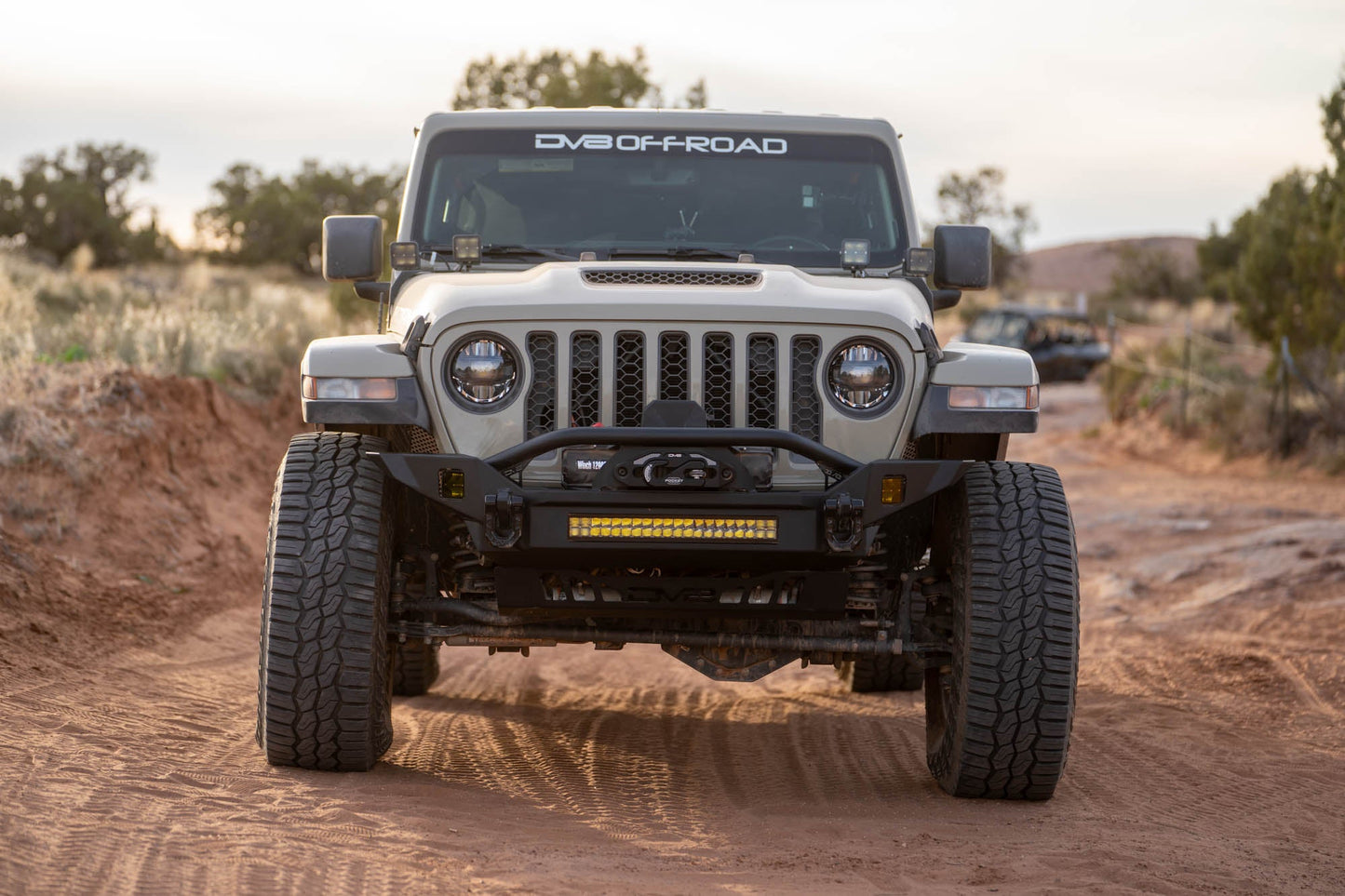 2007 2025 Jeep GladiatorJT Wrangler JK JKU JL JLU Fs 7 Mid Width Winch Front Bumper DV8 Offroad-7
