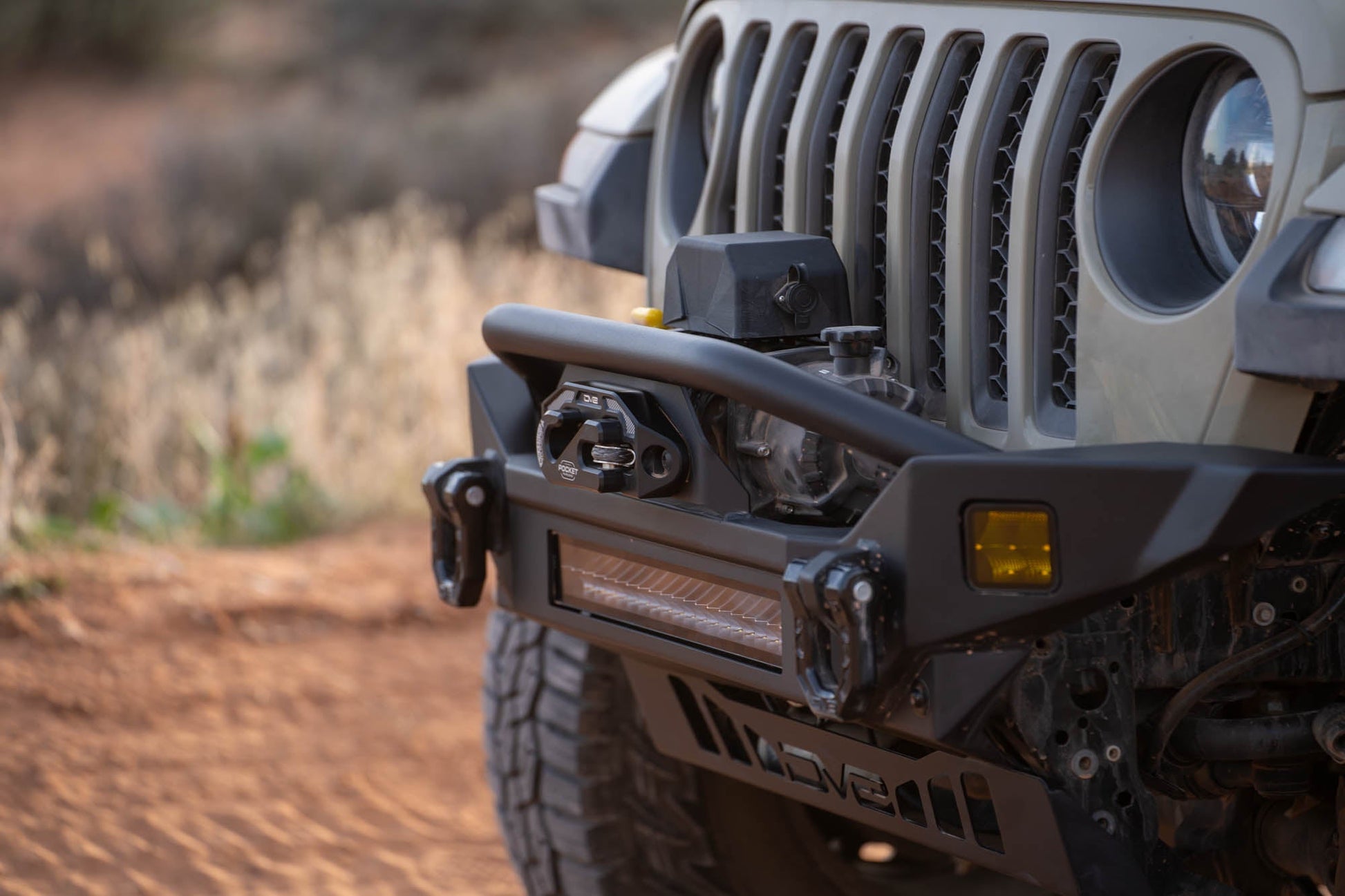 2007 2025 Jeep GladiatorJT Wrangler JK JKU JL JLU Fs 7 Mid Width Winch Front Bumper DV8 Offroad-9