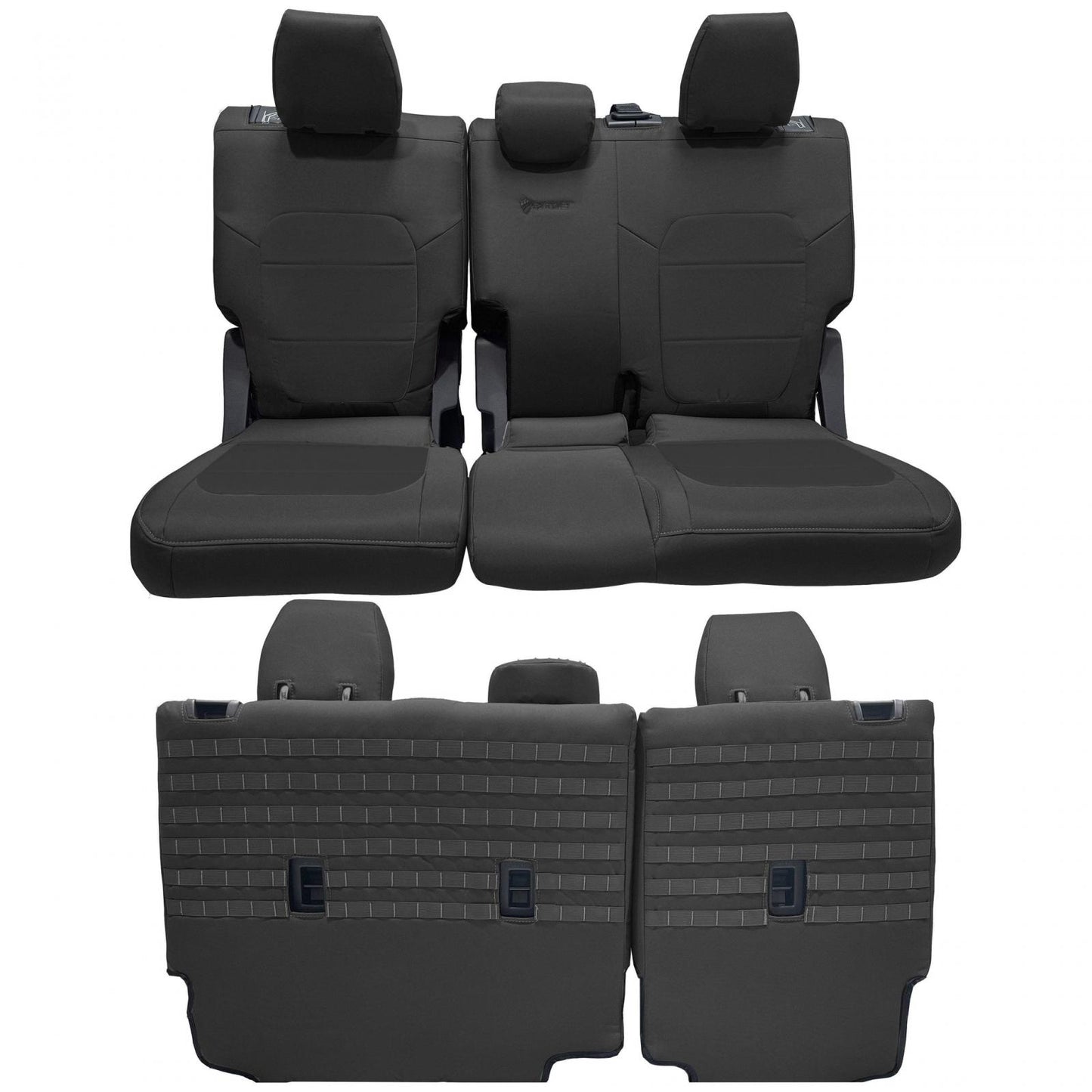 Bronco Seat Covers Tactical Rear Bench Seat Covers w/ No Fold Down Armrest for 21-25 Ford Bronco Black/Black Bartact