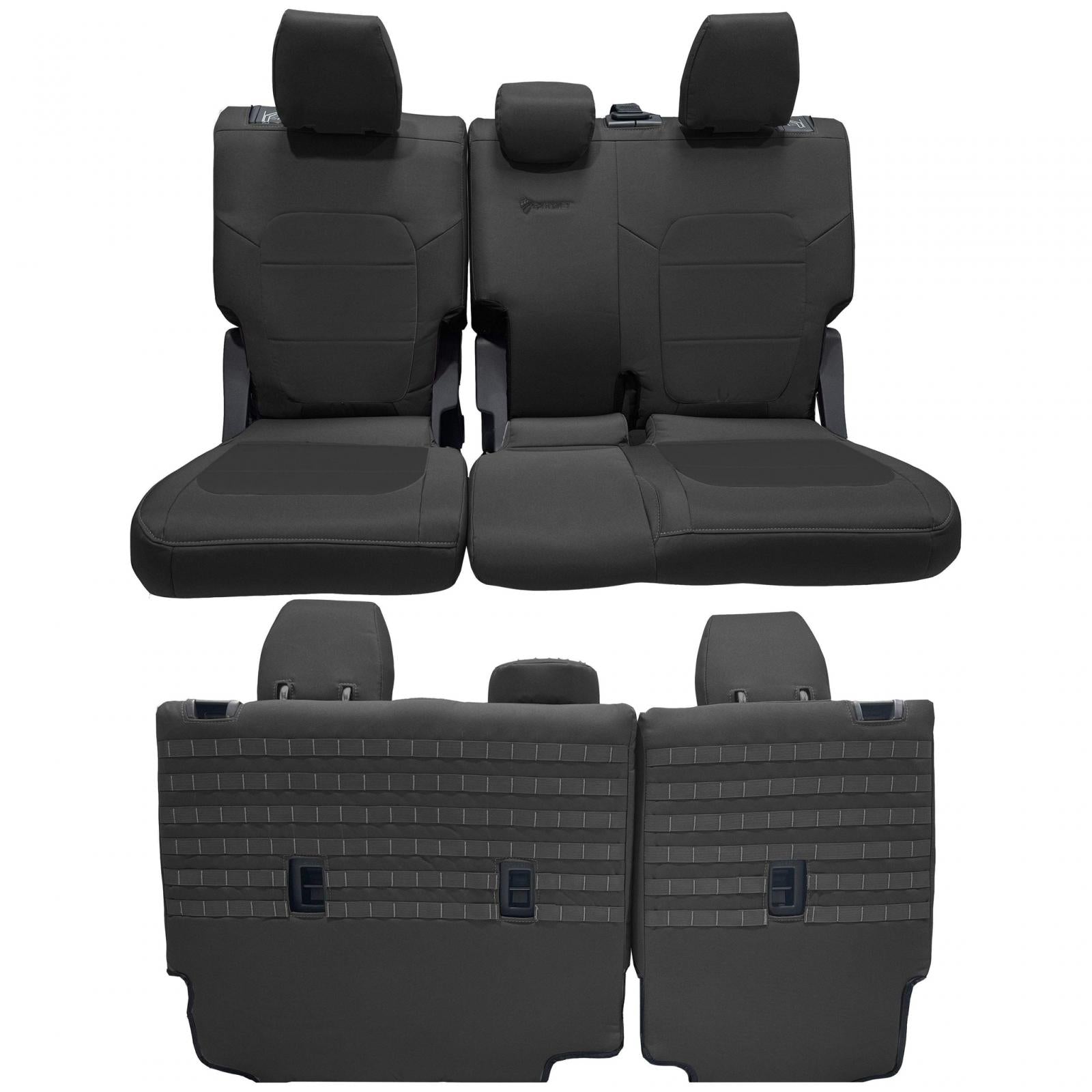 Bronco Seat Covers Tactical Rear Bench Seat Covers w/ No Fold Down Armrest for 21-25 Ford Bronco Black/Black Bartact