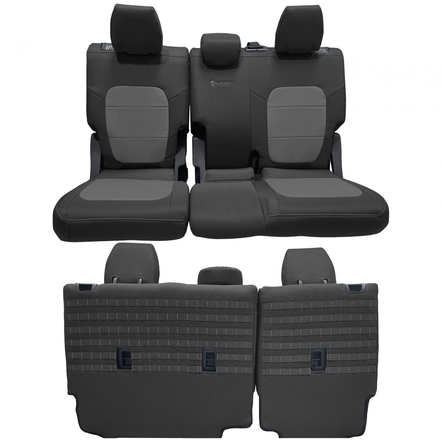 Bronco Seat Covers Tactical Rear Bench Seat Covers w/ No Fold Down Armrest for 21-25 Ford Bronco Black/Graphite Bartact