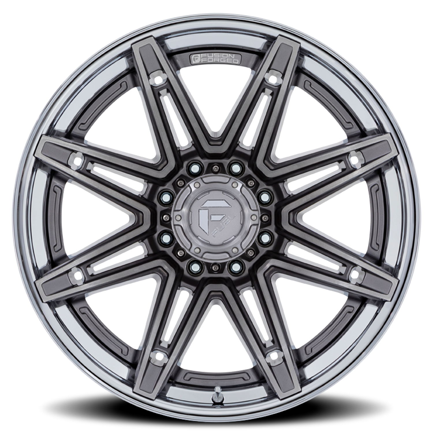 Aluminum 20X10 Brawl FC401AP Platinum Silver Chrome Lip Fuel Off Road Wheels-5