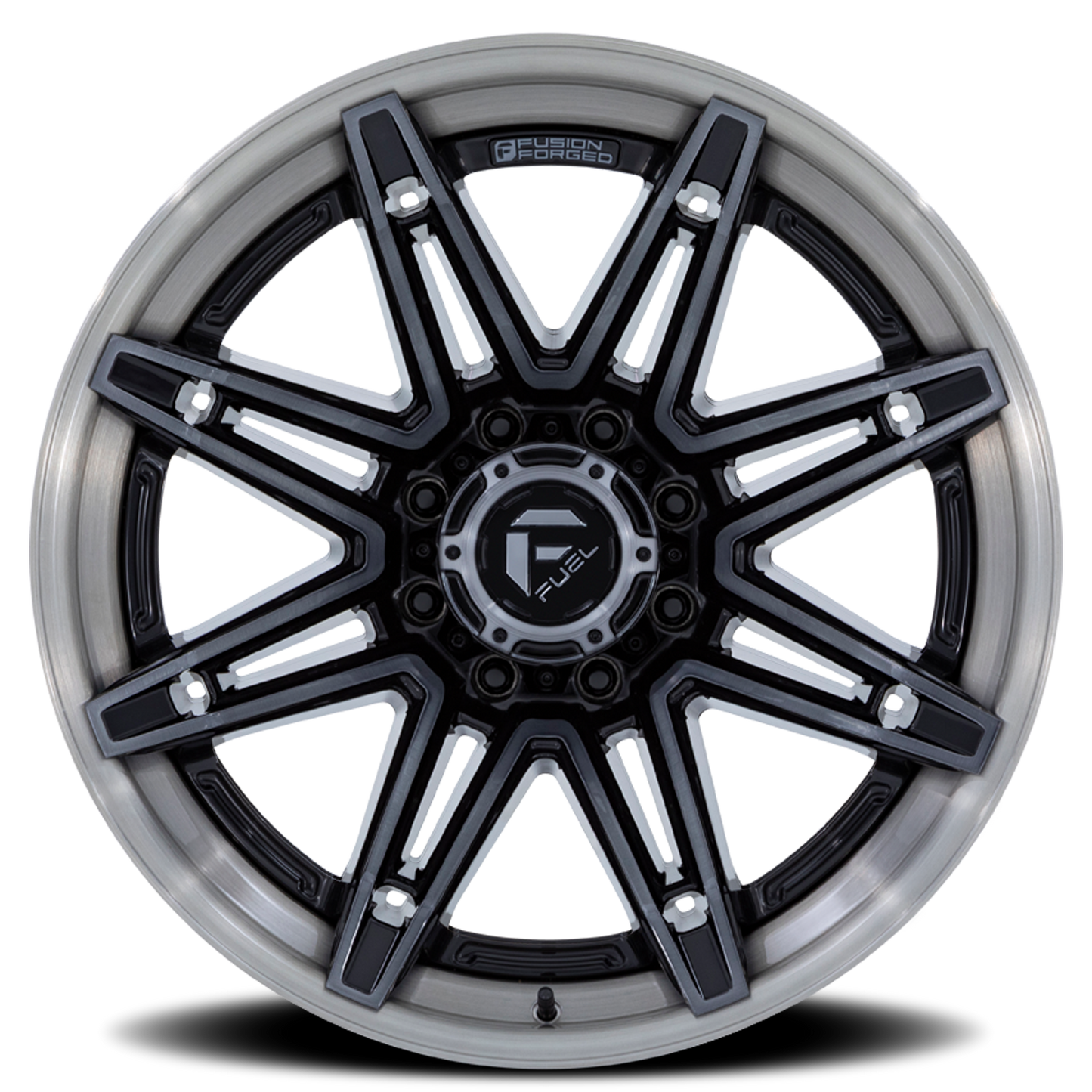 Aluminum 20X10 Brawl FC401BT Gloss Black Brushed Dark Tint Fuel Off Road Wheels-5