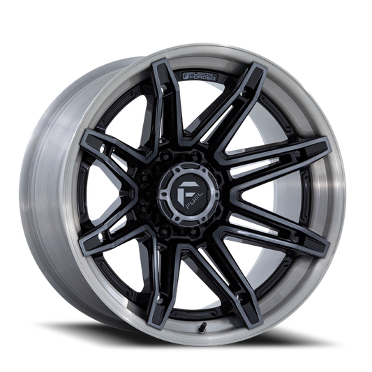Aluminum 20X10 Brawl FC401BT Gloss Black Brushed Dark Tint Fuel Off Road Wheels