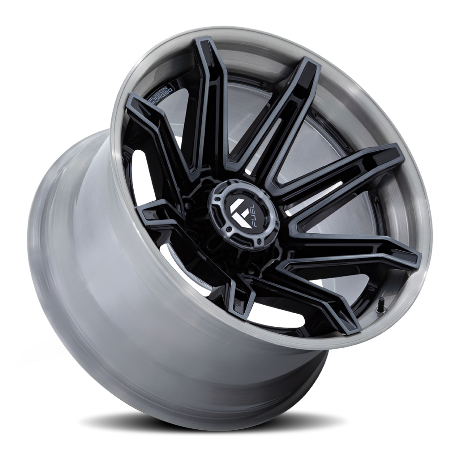 Aluminum 20X10 Brawl FC401BT Gloss Black Brushed Dark Tint Fuel Off Road Wheels-1