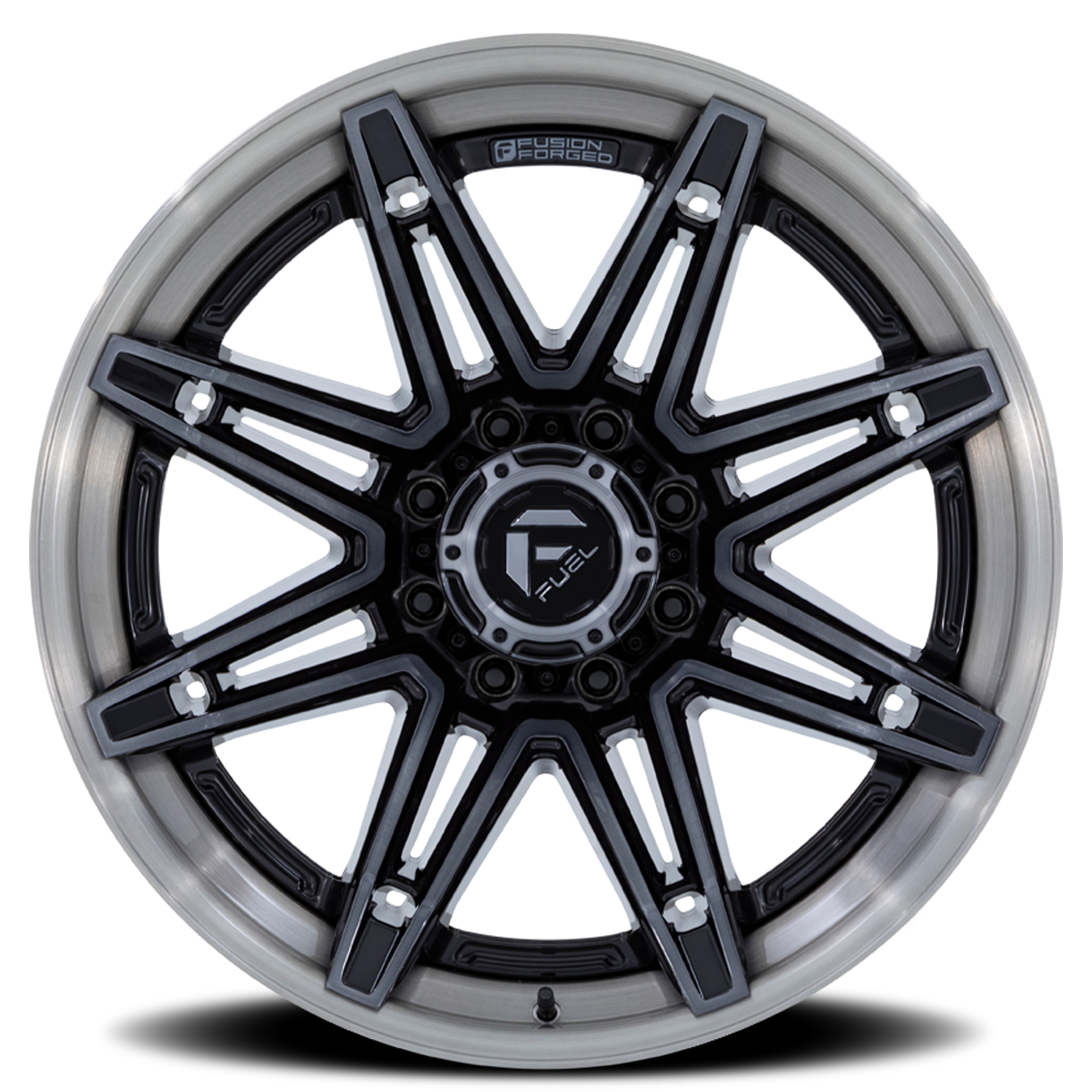 Aluminum 20X10 Brawl FC401BT Gloss Black Brushed Dark Tint Fuel Off Road Wheels-2