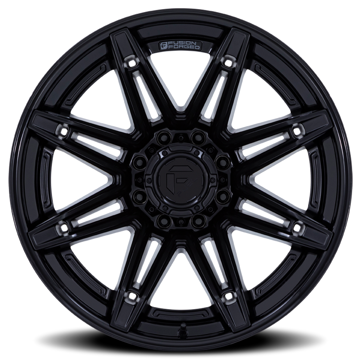 Aluminum 22X10 Brawl FC401MX Matte Black/Gloss Black Lip Fuel Off Road Wheels-14