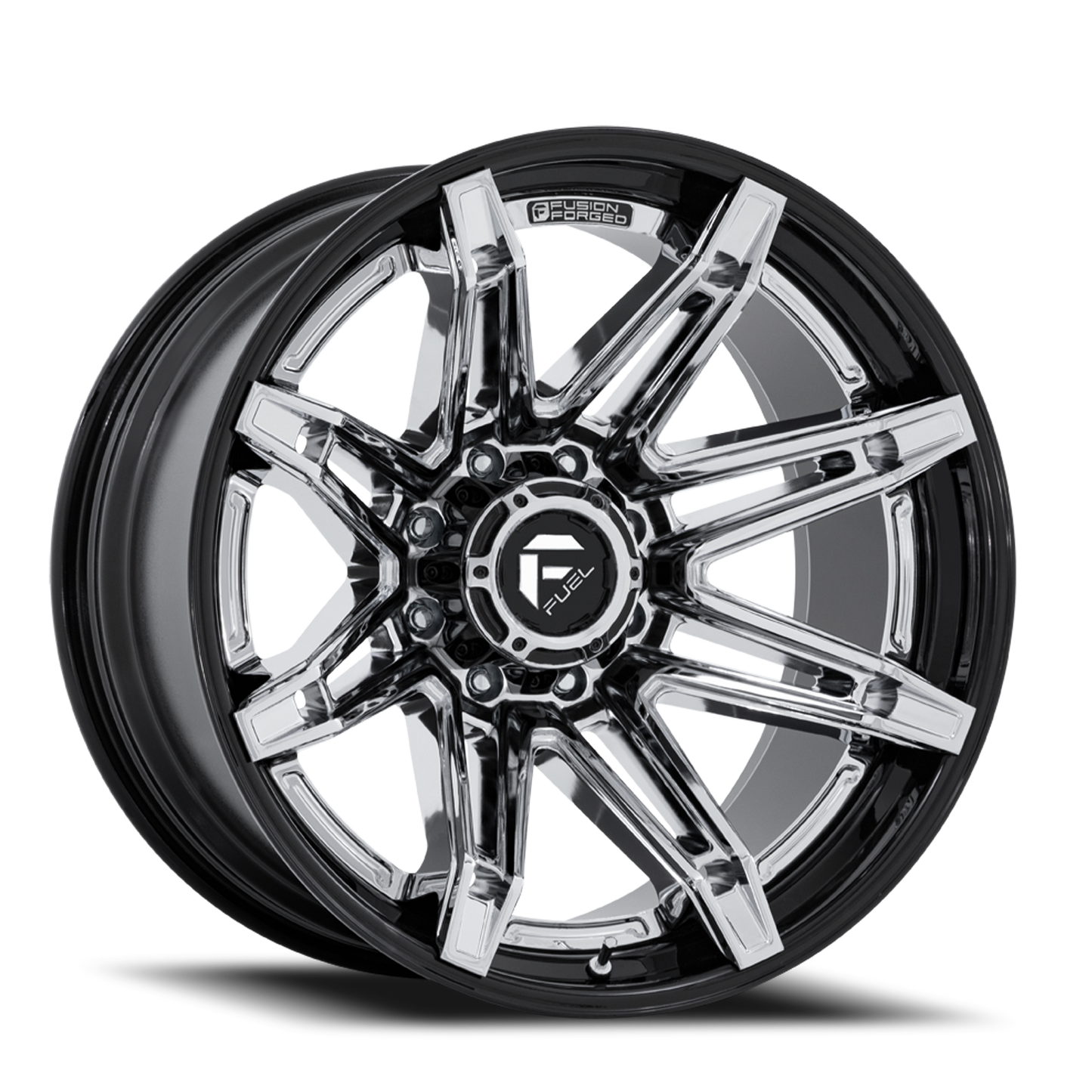 Aluminum 20X10 Brawl FC401PB Chrome/Gloss Black Lip Fuel Off Road Wheels-9