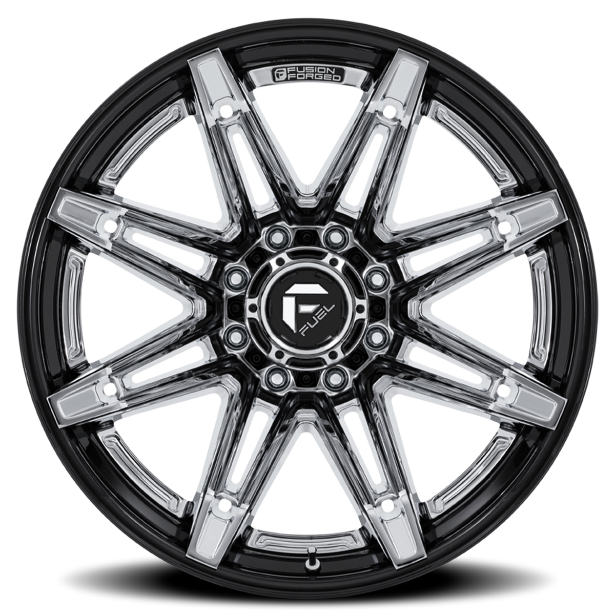Aluminum 20X10 Brawl FC401PB Chrome/Gloss Black Lip Fuel Off Road Wheels-11