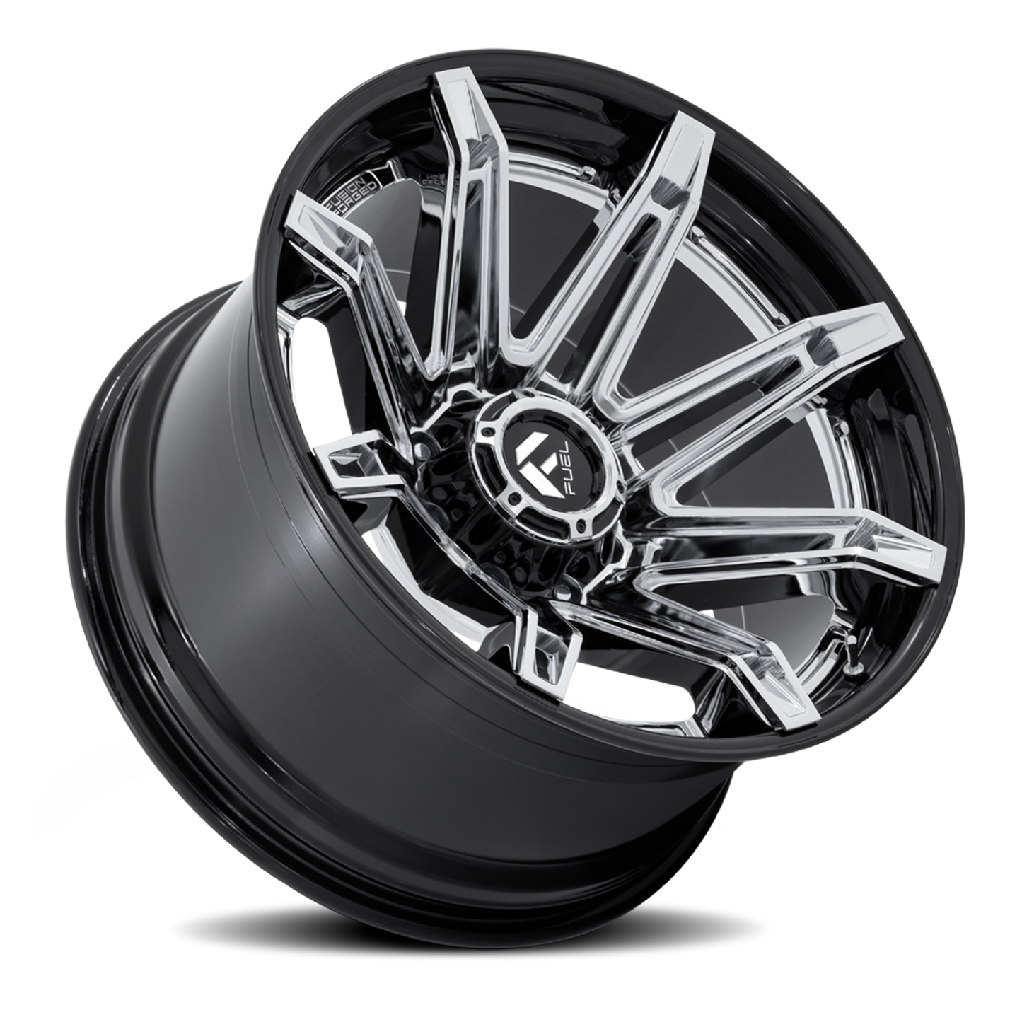 Aluminum 20X10 Brawl FC401PB Chrome/Gloss Black Lip Fuel Off Road Wheels-4