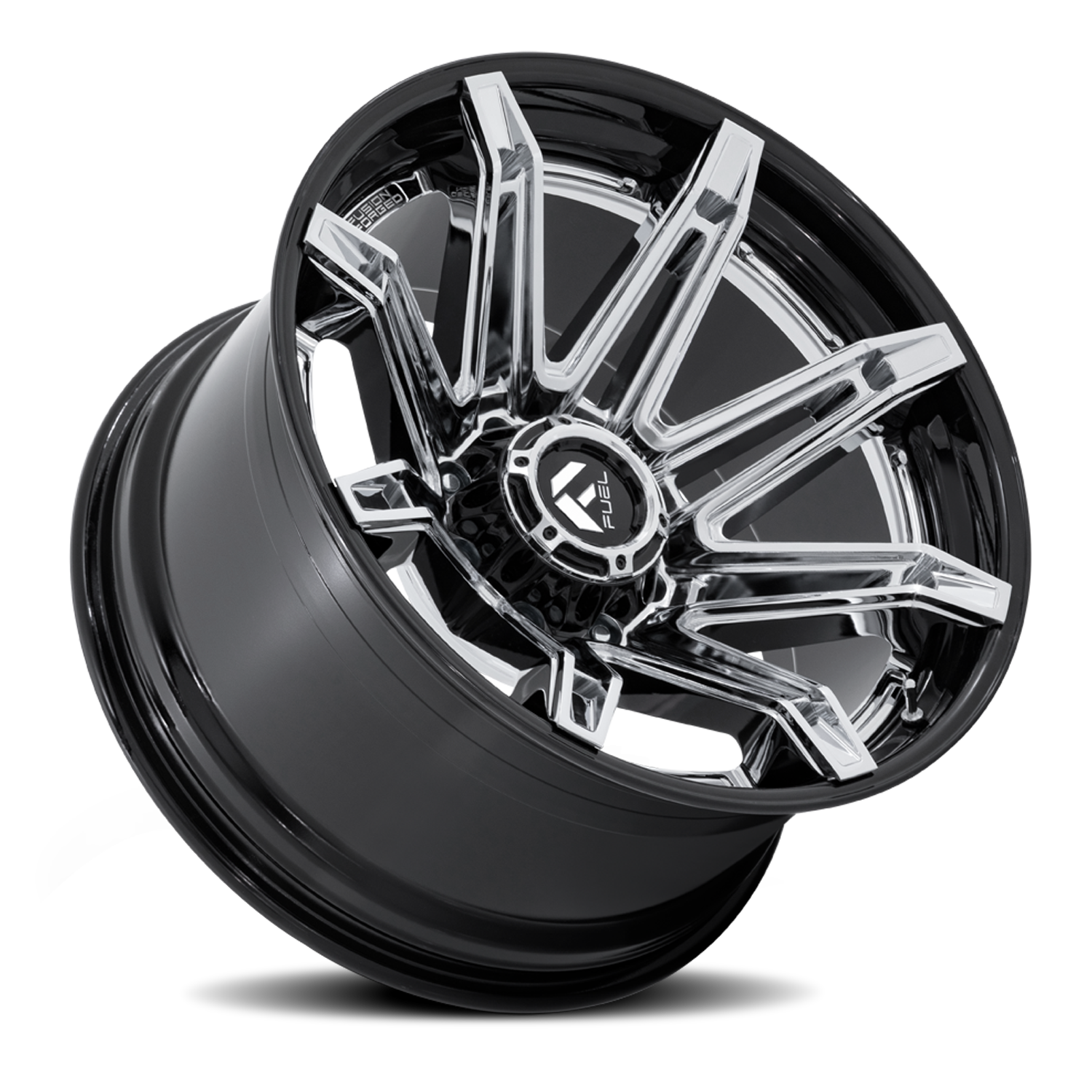 Aluminum 20X10 Brawl FC401PB Chrome/Gloss Black Lip Fuel Off Road Wheels-4