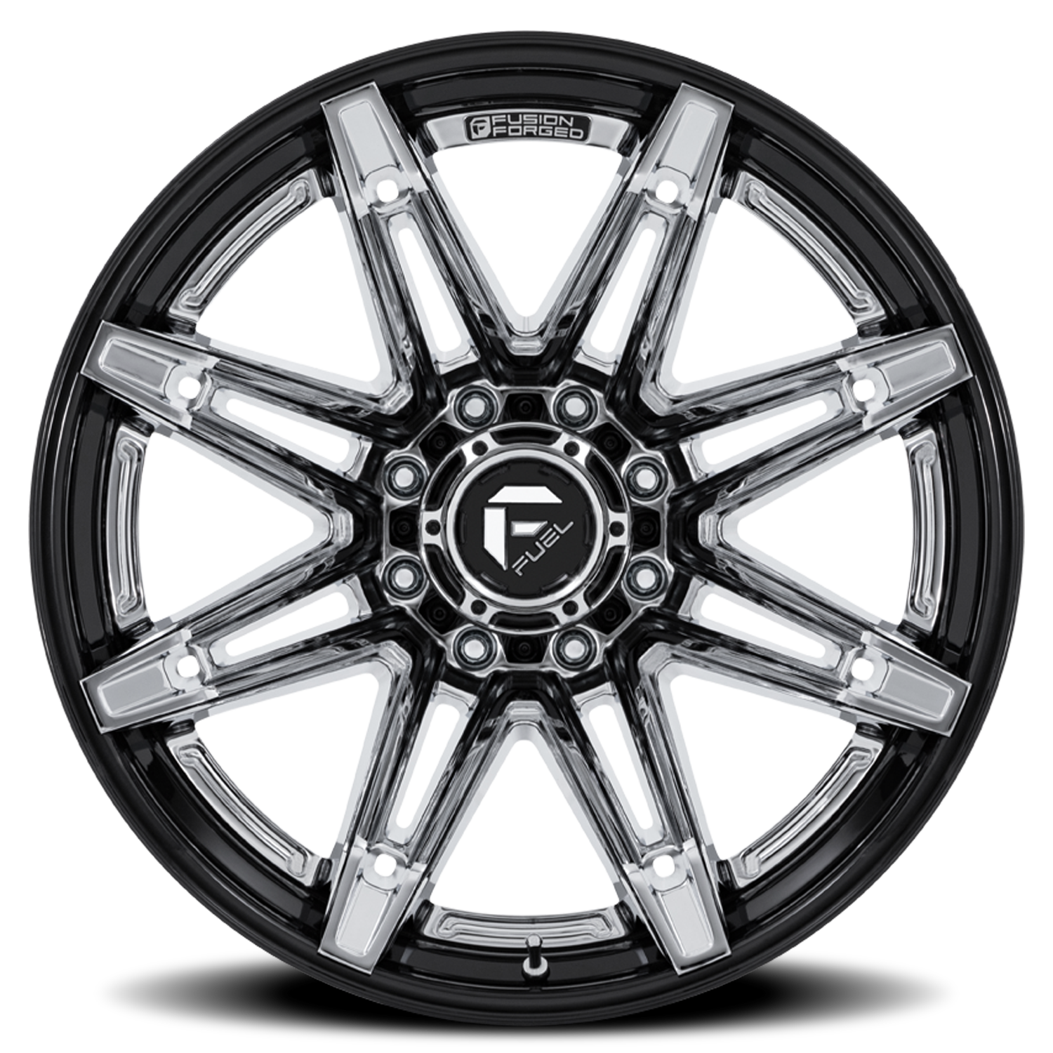 Aluminum 20X10 Brawl FC401PB Chrome/Gloss Black Lip Fuel Off Road Wheels-5