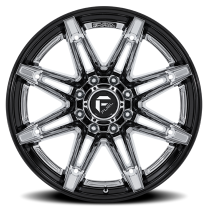 Aluminum 20X10 Brawl FC401PB Chrome/Gloss Black Lip Fuel Off Road Wheels-5