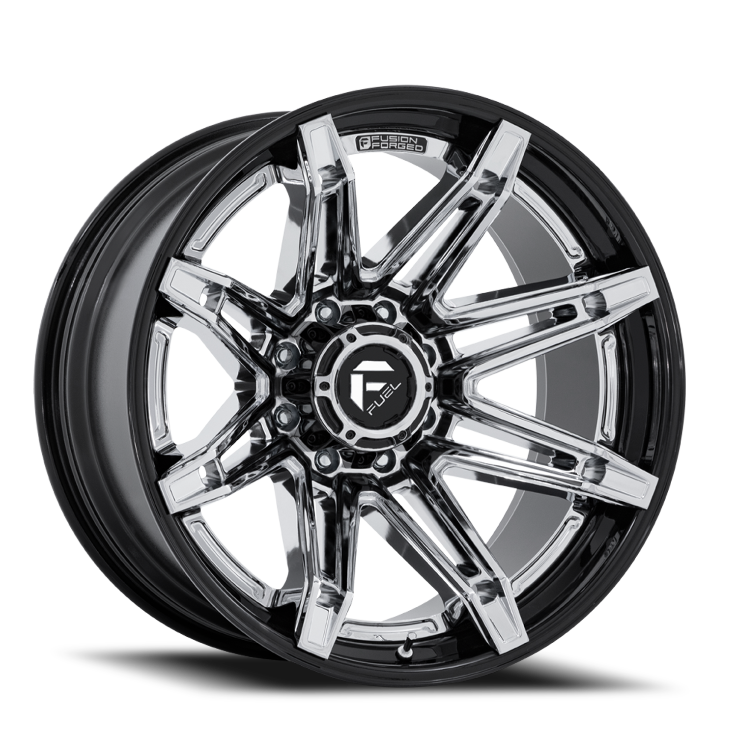 Aluminum 20X10 Brawl FC401PB Chrome/Gloss Black Lip Fuel Off Road Wheels